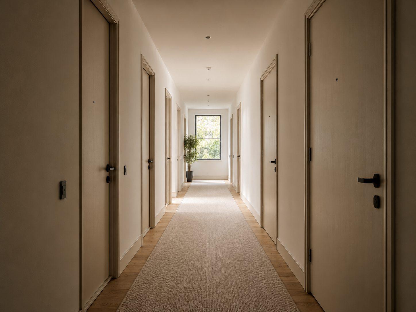 Corridor of a well kept Los Angeles apartment building